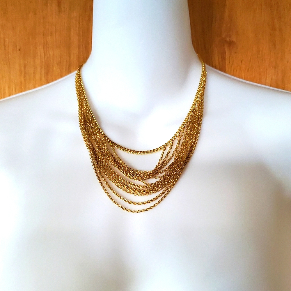Vintage Chain Waterfall necklace with Earrings set